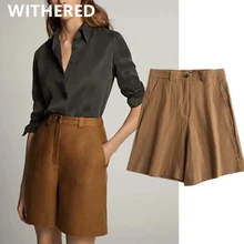 

Jenny&Dave summer england style office lady vintage linen loose shorts women short feminino plus size women short bermuda
