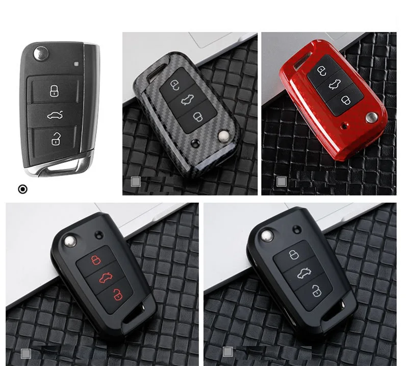 Чехол для ключей из углеродного волокна для Volkswagen Polo, Golf 7 Tiguan для Skoda Octavia Kodiaq Karoq для SEAT Ateca Leon Ibiza