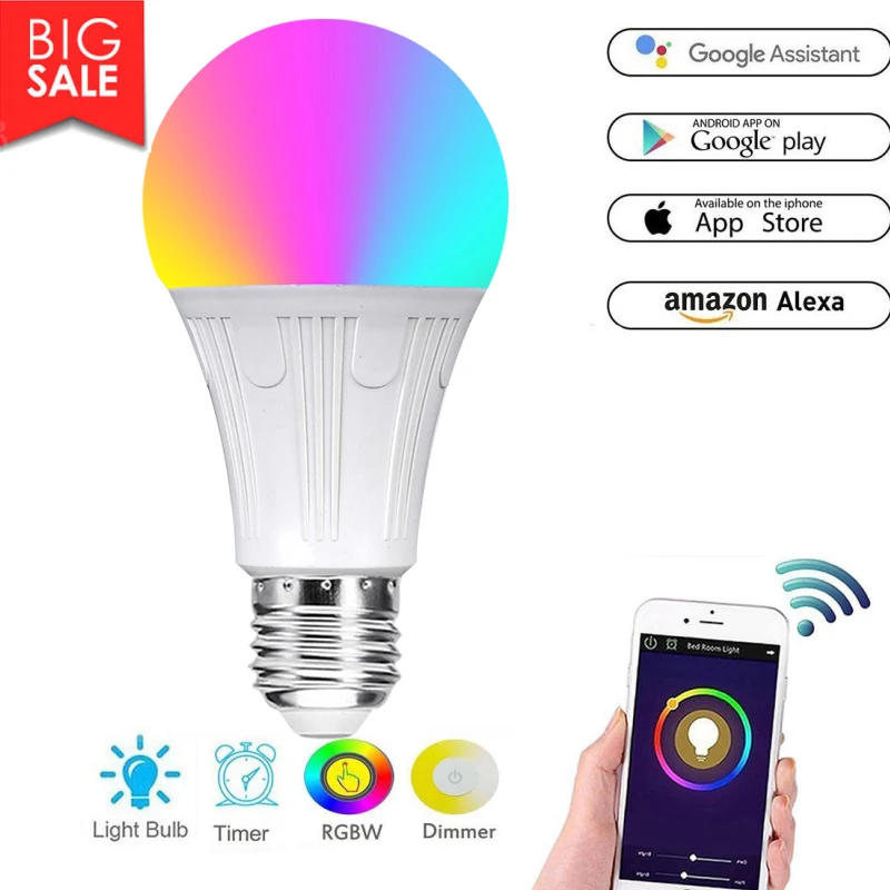 

Wifi Smart Light Bulb Alexa Voice Control RGB Color Change Led Bulb Light App Remote Control Lamp for Alexa Google Home IFTTT