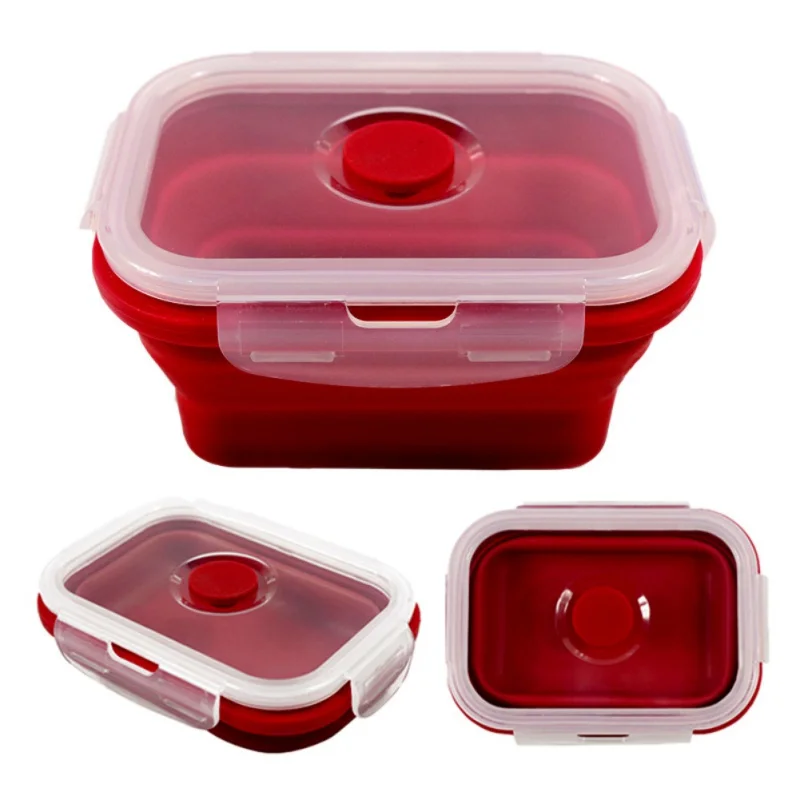  Kitchen Food Storage Container Lock Foldable Silicone Fresh Box Lunch Box x