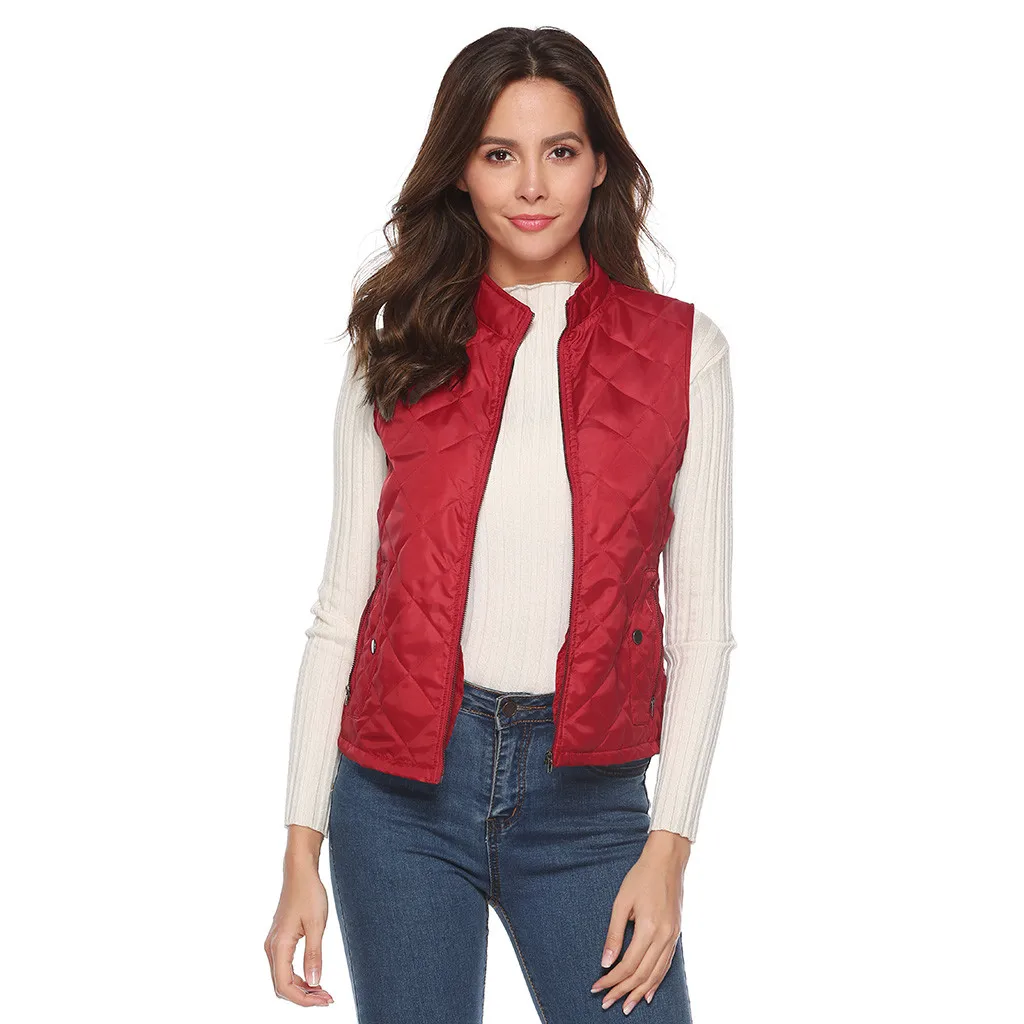 Jaycosin 2019 Winter Warm Casual Leisure Waistcoat Coat Women Thick Solid Color Jackets Comfortable Sleeveless Jacket Coat 31#4