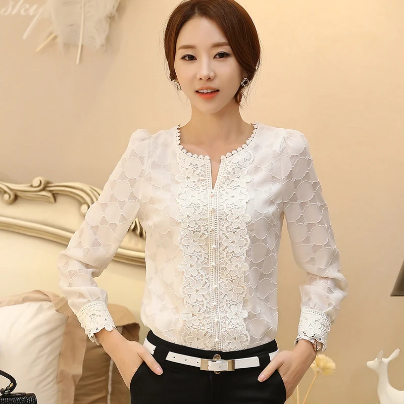 chegou primavera camisa mulheres blusa шифон feminino longo с рукавами camisa senhora do escritOrio de moda Повседневная