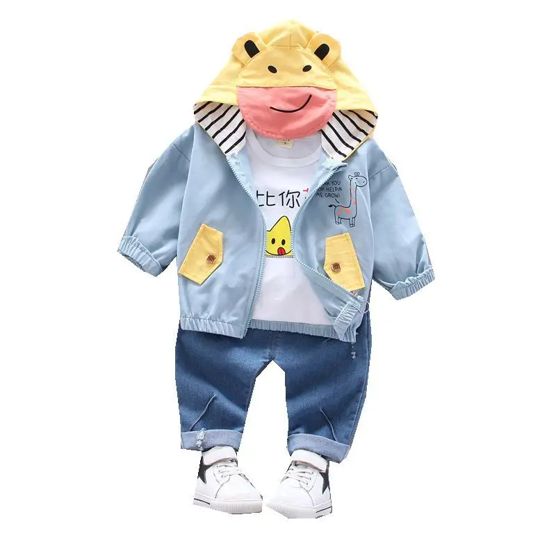 

New Spring Autumn Children Clothes Baby Boys Girls Hooded Jacket T Shirt Pants 3Pcs/sets Kids Infant Clothing Toddler Tracksuit