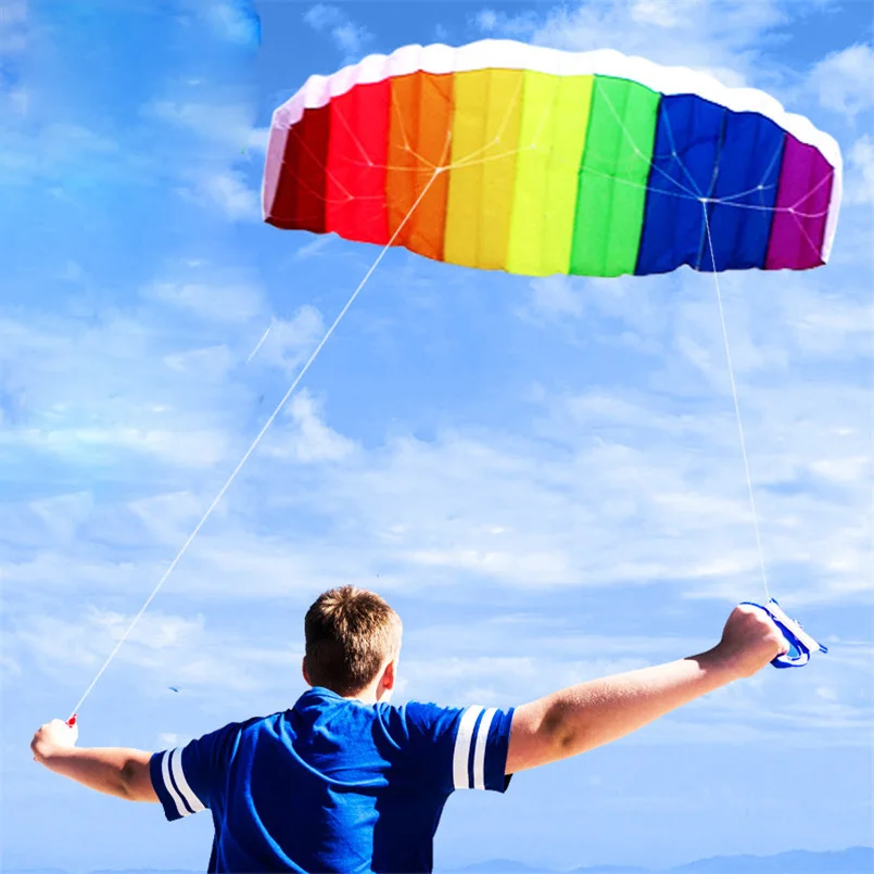 

1.4 Meter Dual Line Parachute Rainbow Kite Parafoil Sports Software Paragliding Nylon Beach Stunt Kites Educational Toys For Kid