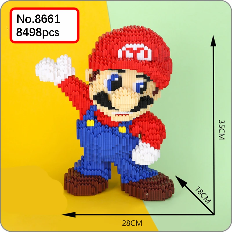 

DUZ 8642 Game Super Mario Big Red Figure 3D Model 8498pcs DIY Mini Building Blocks Bricks Toy for Children 35cm tall no Box