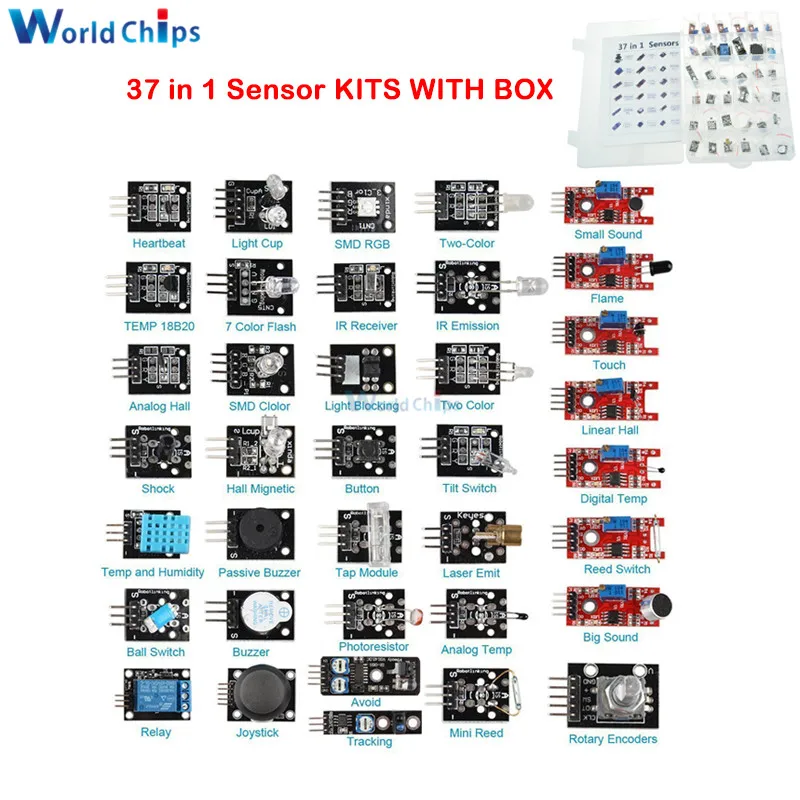 45 в 1 сенсорные модули 37 в 1 сенсор комплект стартовый набор для arduino Raspberry pi UNO R3 MEGA2560 37 сенсор s ассортимент DIY комплект