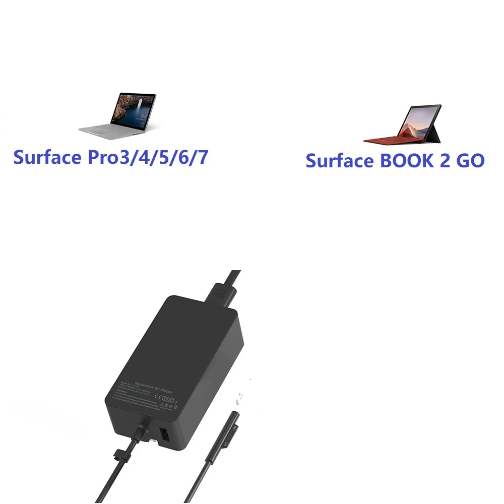 65W 44W 36W 12V 15V  2.58A 4A Tablet Pc Charger 1706 for Microsoft Surface Pro3 4 5 6 71724 Book 1705 with 5V 2A USB Port