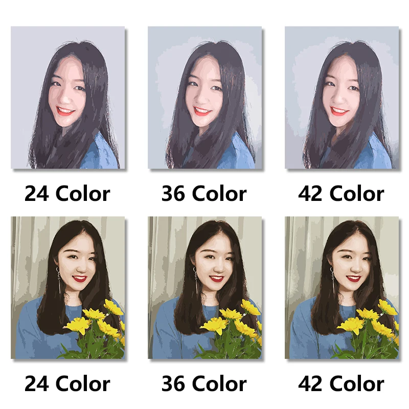 24/36/42 Color Personalised Paint By Numbers Photo Custom Oil Painting Number Picture Canvas Portrait Family Children |