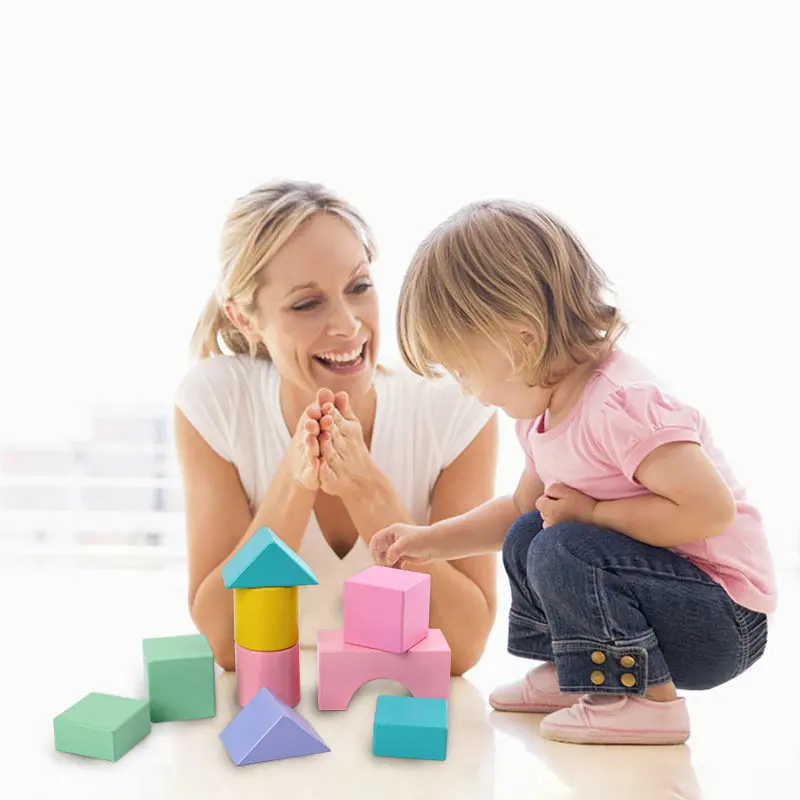 

28PCS Wooden Macaron color blocks, large shapes wood geometric Building blocks Kids toys, Children's educational Stacking Blocks