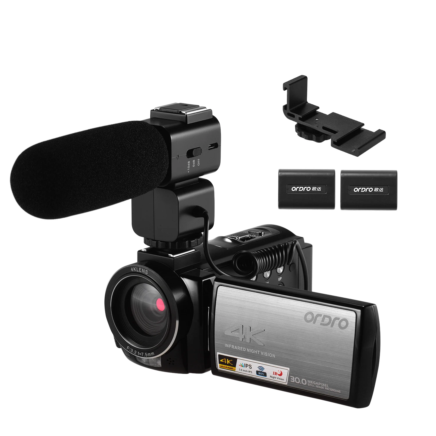ORDRO фотография 4K WiFi цифровая видеокамера DV 30MP 16X IR ночное видение " ips lcd сенсорный экран+ внешний микрофон