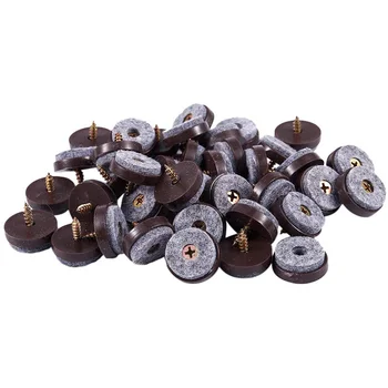 

40Pcs Furniture Glide,Screw-On Felt Pad Slider Floor Protector for Wooden Leg Feet of Chair Table Sofa(28mm, Brown)