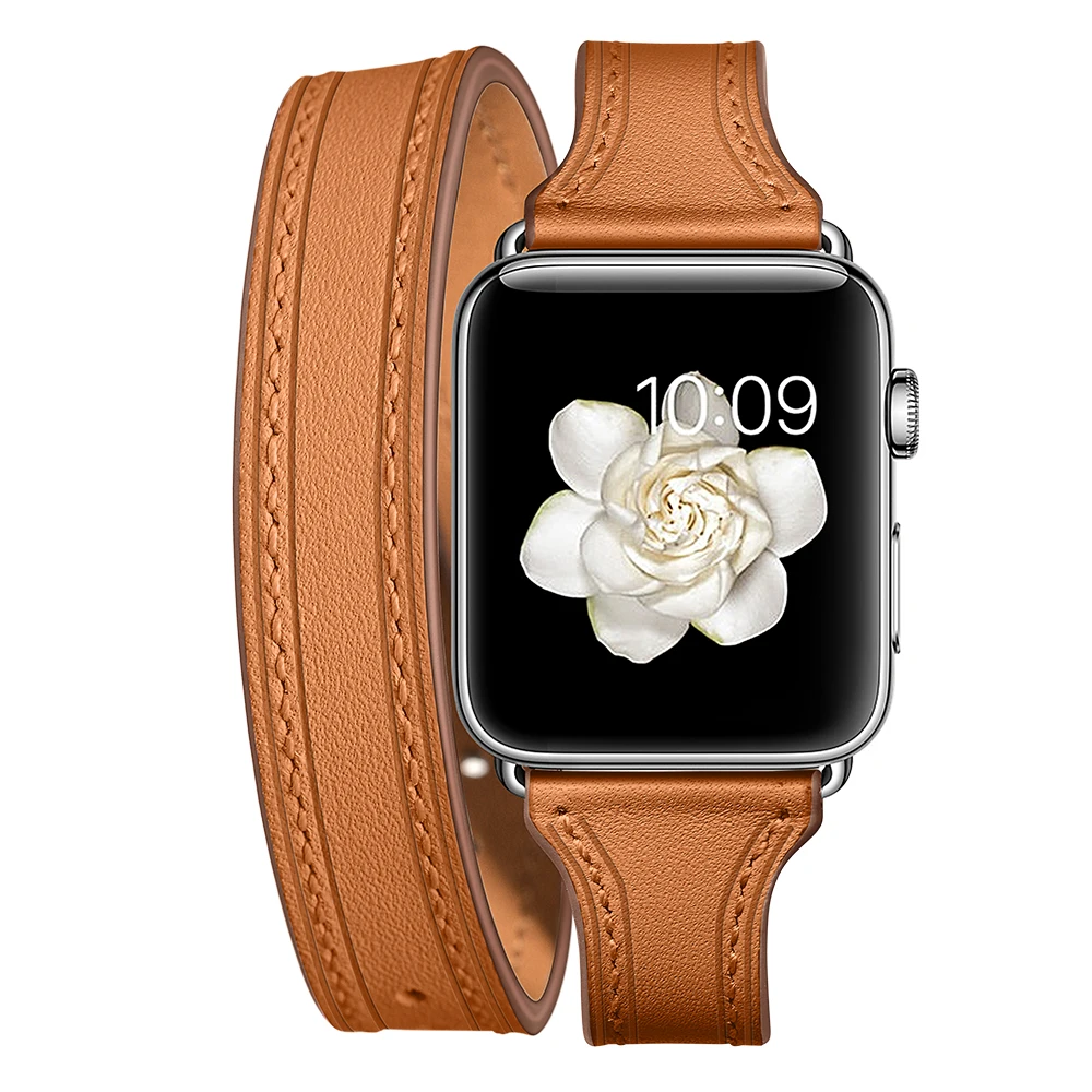 

VIOTOO Genuine Cow Leather Watch Strap Watchbands Ladies Brown Wristband For Watch band 4 38mm 40mm 42mm 44mm