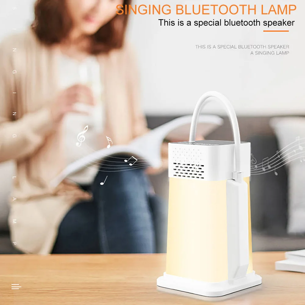 2 в 1 Настольная лампа с Bluetooth 4,0, светодиодный динамик, настольная лампа, ночник, теплый светильник, регулируемая яркость, mp3-плеер
