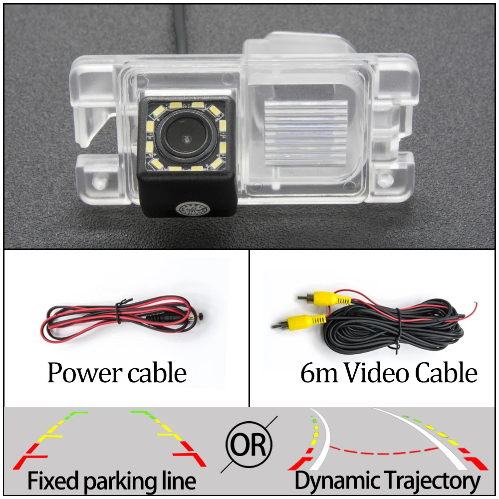 Фиксированная или динамическая траектория Автомобильная камера заднего вида для Mitsubishi L200 Triton Strada Sportero Hunter Strakar Barbarian Car - Название цвета: 12LED Camera Only