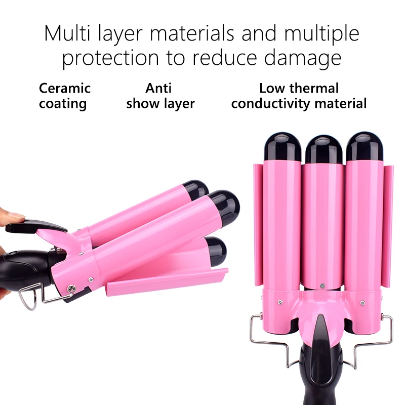 Ferro de Ondulação do Cabelo Modelador de Cabelo Onda do Cabelo Profissional Cerâmica Barril Triplo Ferros Waver Ferramentas Estilo Varinha 23 Curling Irons