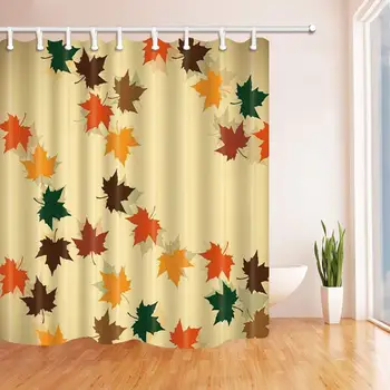 

Leaves Decor Colored Maple Leaves Fall Down in Autumn Season Bath Curtain Polyester Fabric Waterproof Shower Curtain 71X71 in