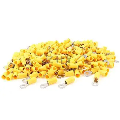 

500 x RV5.5-5 Yellow Pre Insulated Ring Terminals for AWG 12-10 Wire #10 Stud