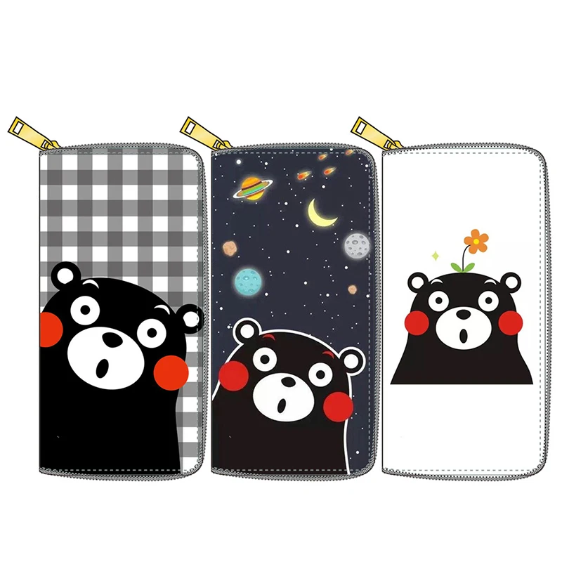 

Kumamon Cartoon Wallet With Zipper PU Leather Wallet Long PU Leather Purse for Men Women's Gift Money Bag
