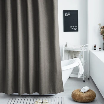 

Thickened Imitation Linen Shower Curtains Solid Hotel High Quality Waterproof Bathroom Curtain for Hotel & Home
