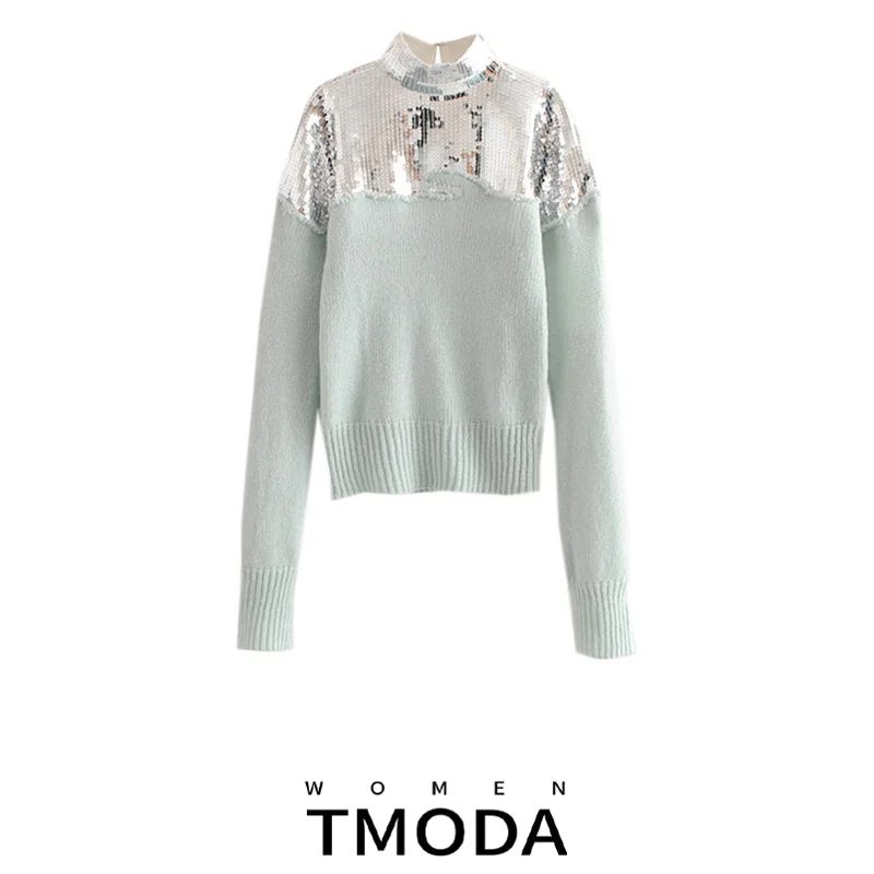 TMODA302 женские свитера зимние мохеровые вязаные ручной работы с блестками Осенний