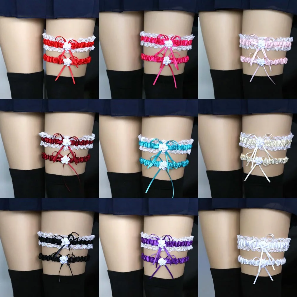 Korean Cute Girl Sexy Bow Women Garter Sex Lure Lace Legs With Leg Suspender Belt Cut Beautiful Decoration 1pcs - Garters pic