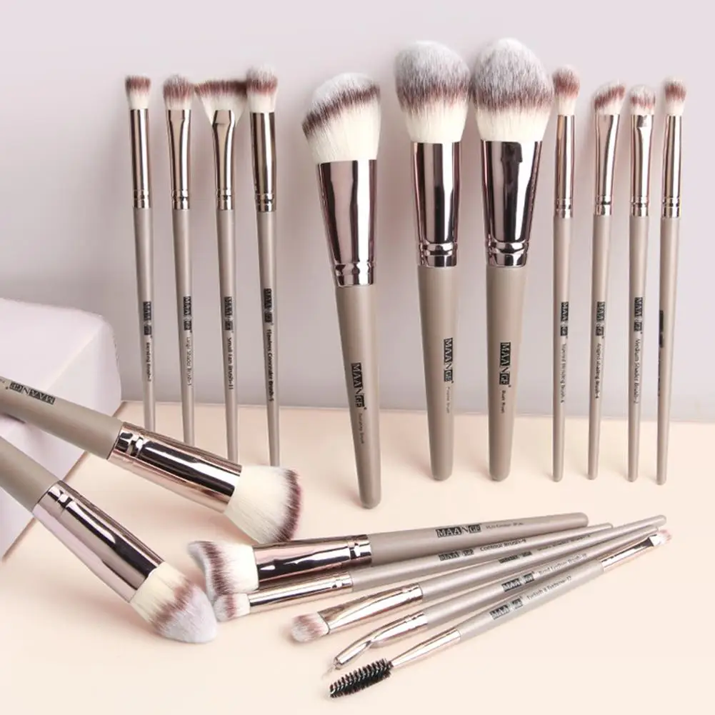 MAANGE 18Pcs Cosmetics Foundation Blending Blush Face Powder Eyeliner Eyelash Lip Makeup Brushes Set Beauty Tool Kit | Красота и