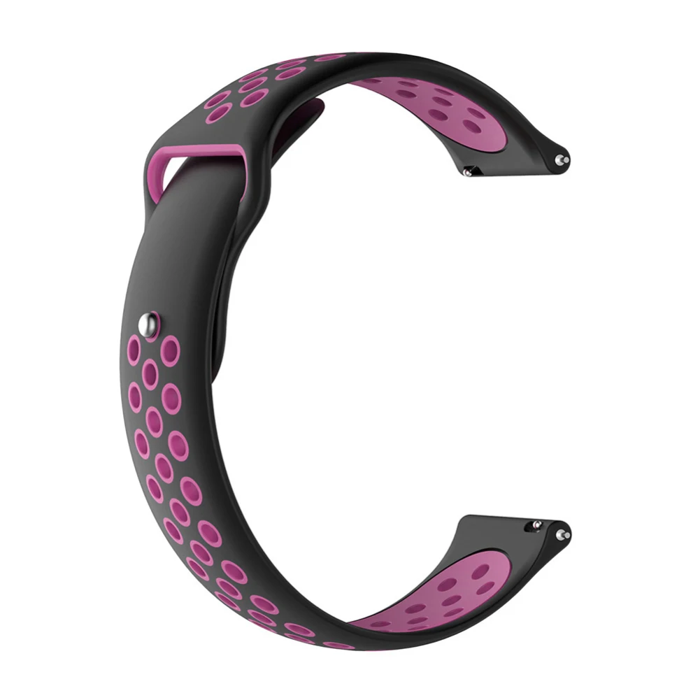 Для Garmin Vivoactive3 HR Music Forerunner245M двухцветный резиновый ремешок 20 мм ремешок для наручных часов Smartwatch аксессуары - Цвет: black rose pink