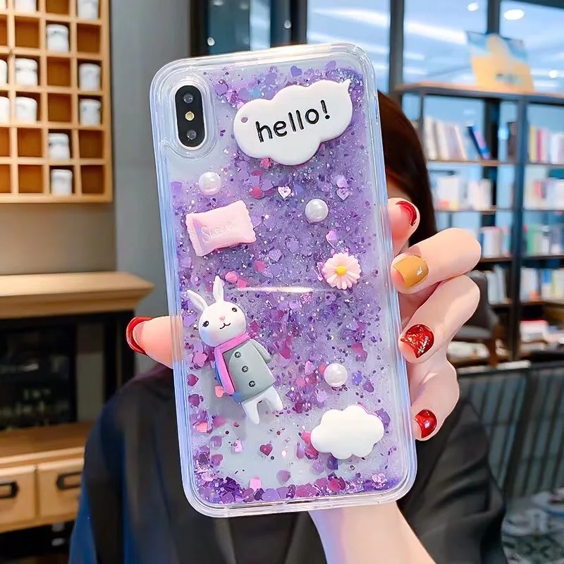 3D кролик конфеты чехол для iPhone 7 7Plus чехол жидкого сыпучий песок с блестками силиконовый чехол для iphone 8, 8 Plus X 6 6s чехол Coque - Цвет: style5