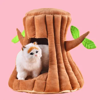

Tree Nest Deep Sleeping Bag Cat Houses Small Cat Pet Dog Bed Mat Kennel Kitty Warm Semi-closed Home Tree Cave Pet Supplies