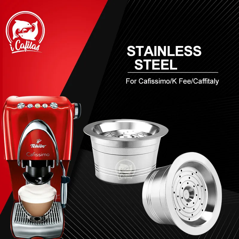 ICafila  Stainless Steel Refillable Reusable Coffee Capsule for Cafissimo Classic/K FEE  for Caffitaly & Tchibo  Machine