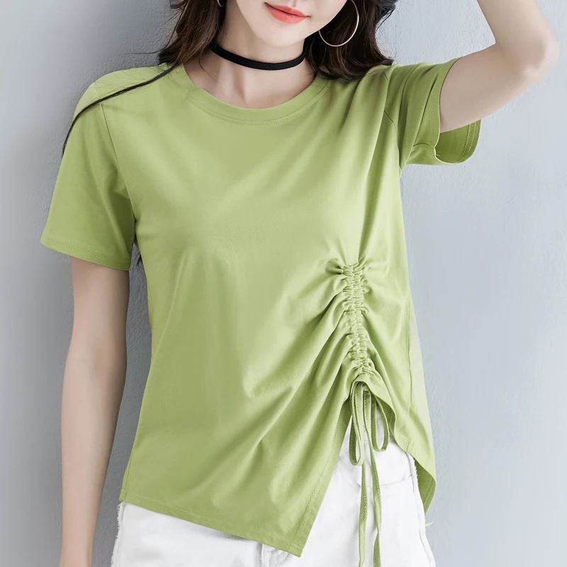 

2020 New irregular Short Sleeve T-shirt Summer O-neck Women T Shirt Casual Tops Tee Female Vintage Tee Harajuku Streetwear
