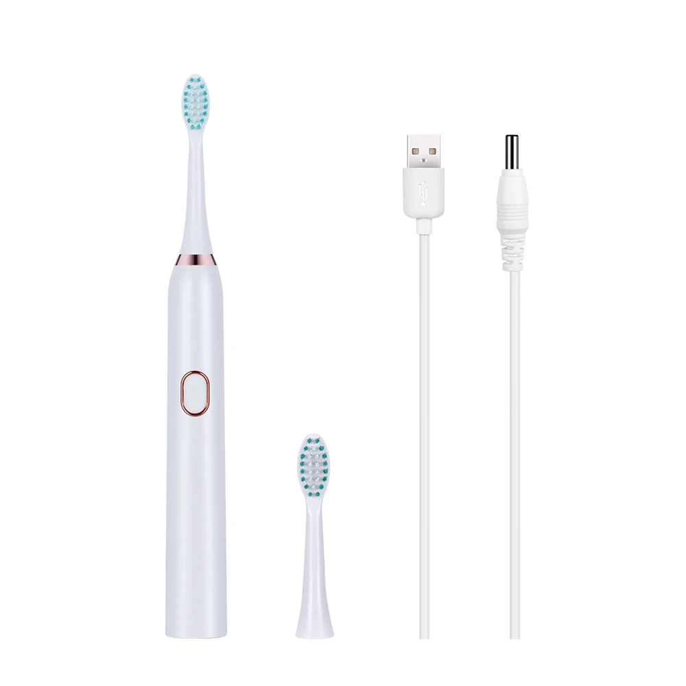 white toothbrush Умная звуковая электрическая зубная щетка с подзарядкой от USB, 3 режима, таймер, зубные щетки с 2 шт., DuPont сменные насадки для зубных щеток - Цвет: white toothbrush