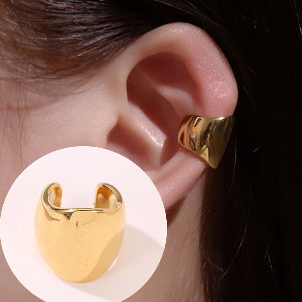 Pendientes Punk de medio círculo para mujer, joyería con Clip urdimbre, clips de hueso del oído de tono dorado Chic, 1 ud.