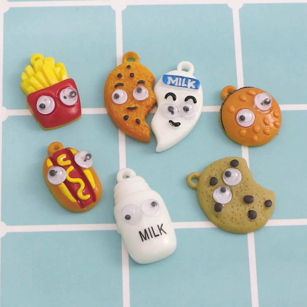 20 шт. новые мини милые молоко и печенье гамбургер еда с глаз плоские