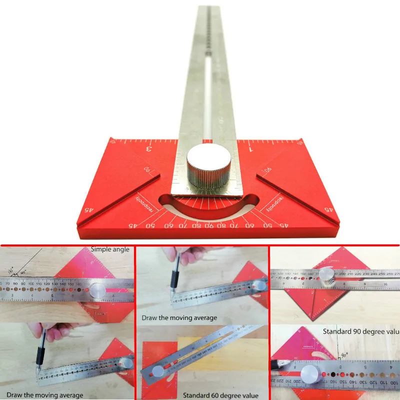 US $22.24 Woodworking DIY Angle Scribing Steel Ruler Positioning Block Scriber Line Gauge Dividing Line Ruler For Carpentry Measuring Tool
