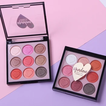 

Hot 9 Color Natural Eye Shadow Waterproof Brightening Skin Pearlescent Eyeshadow Shiny Heart-shaped Eye Shadow Makeup Palette