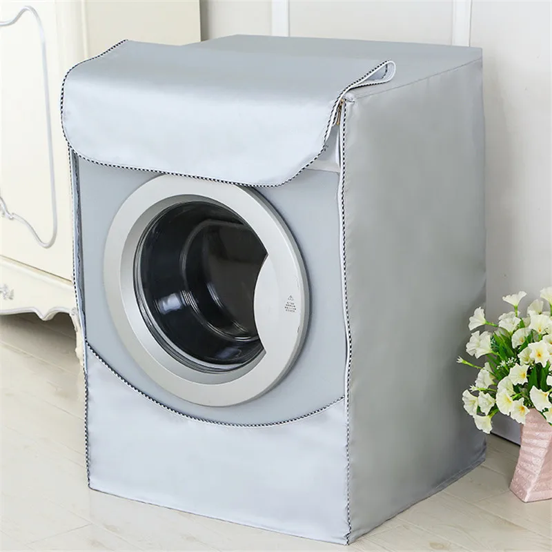 

Useful Washing Machine Cover Dryer Polyester Silver Dustproof Cover Waterproof Sunscreen Washing Machine Covers