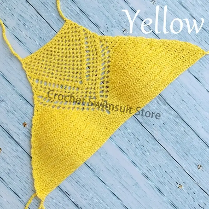 Women Sexy Bikini Tops High Neck Hollow Out Halter Swimwear Crochet Separate Swimsuit Bikini Bra Hot Sale 4