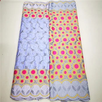 

2.5 y Swiss lace fabric +2.5 y Bazin Brode riche embroidery African 100% cotton fabrics Swiss voile lace popular Dubai style 9L8