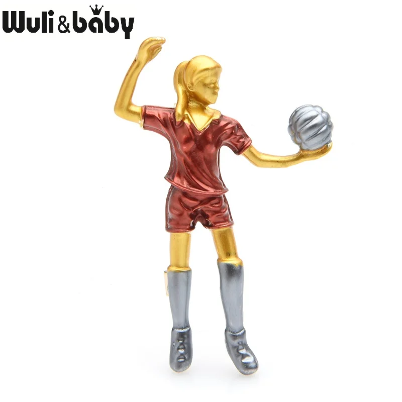 Wuli&baby, красные, синие, Женские волейбольные эмалированные броши, сплав, для женщин, играющий в мяч, Спортивная, Повседневная брошь на булавке