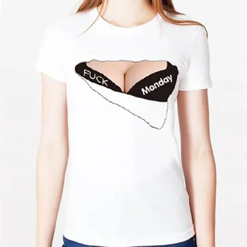 

Funny Breast Bra Monday 3D Print T Shirt Women Short Sleeve O Neck Loose Tshirt 2020 Summer Women Tee Shirt Tops Camisetas Mujer