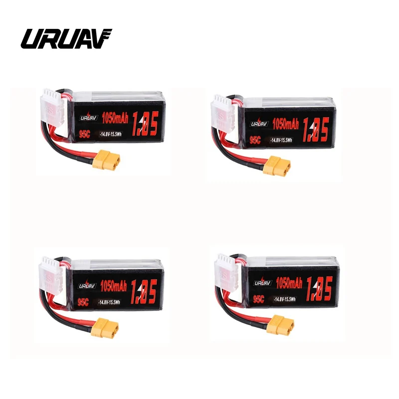 

1/2/4 PCS URUAV 14.8V 1050mAh 95C 4S Lipo Battery XT60 Plug For RC Quadcopter Multicopter Multirotor DIY Accessories Parts