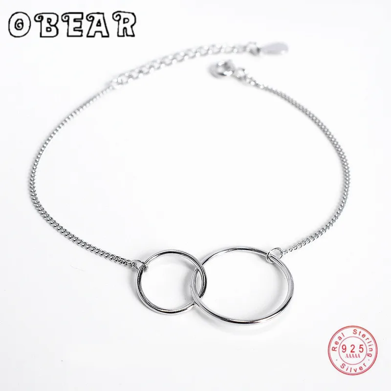 Минималистичный браслет OBEAR из стерлингового серебра 100% пробы с двойными