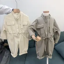 Стиль, Комбинезоны для маленьких мальчиков и девочек, весенние хлопковые модные детские штаны, От 2 до 7 лет