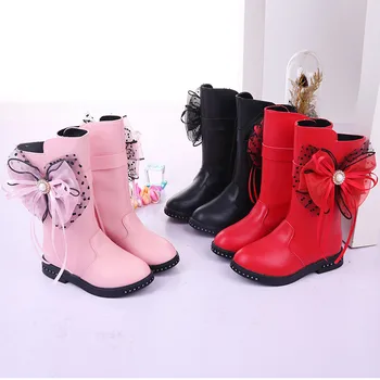 

Toddler Infant Kids Baby Princess Butterfly Knot Shoes Fashion Leather Boots Children's shoes Children's boots New Brand