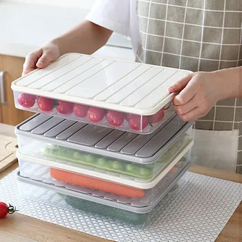 

Refrigerator Food Storage Box Ssquare Plastic Single-layer Sealed Box Large Transparent Cassified Fresh Food Box