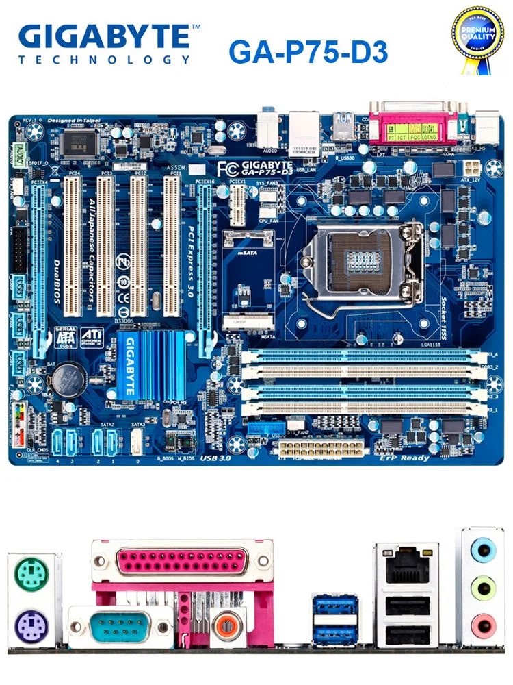 Gigabyte GA-P75-D3 оригинальная материнская плата LGA 1155 DDR3 USB2.0 USB3.0 SATA3 P75 D3 32GB Intel B75 22nm настольных плата ремонт