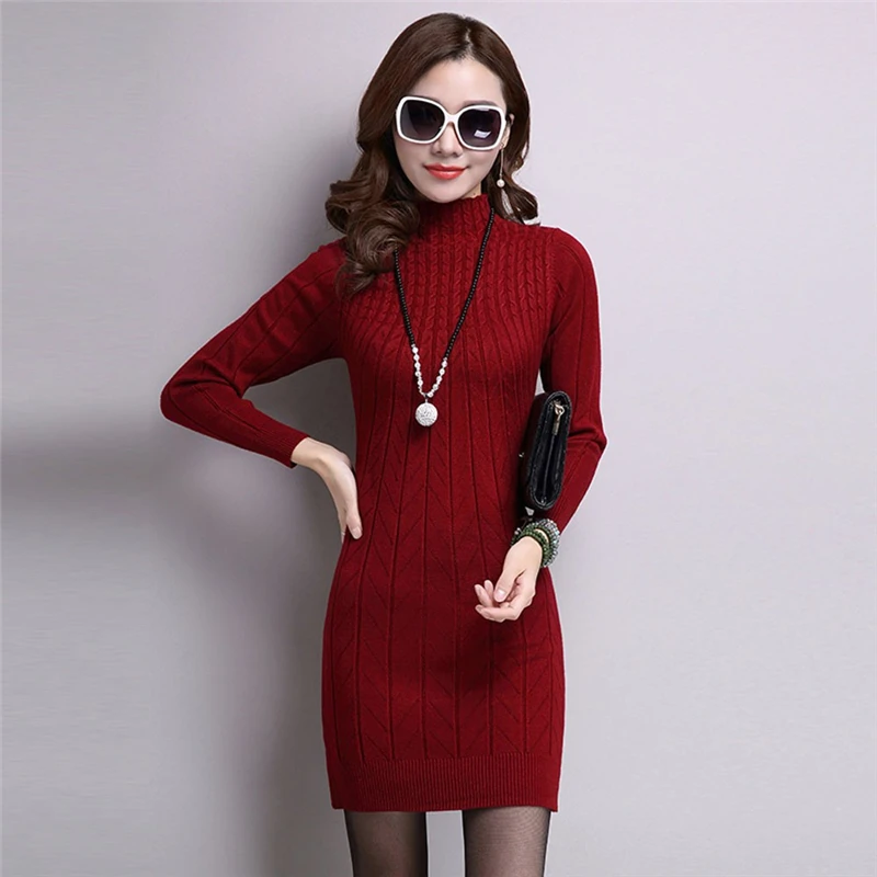 Long Sweater Dress Fall Winter Fashion Vintage Dresses Single-breasted Dress Mujer Autumn Vestido Ladies 807