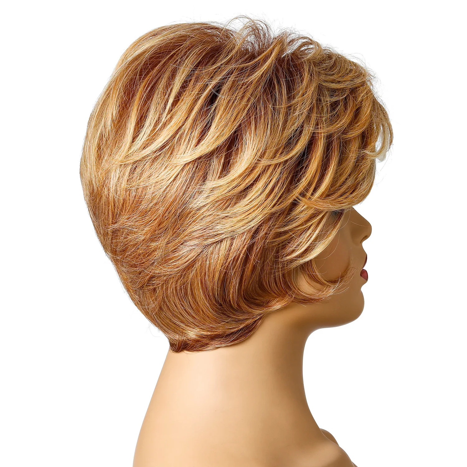OUCEY Short Wigs Women Straight Wigs For Women Black Brown Blonde Wig Heat Resistant Synthetic Hair Pixie Cut Wig With Bangs