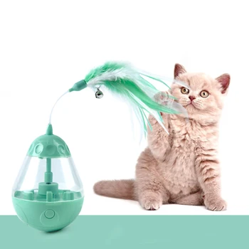 

3 In 1 Automatic Rotating Electric Pet Toy With Automatic Spinning Tumbler Cat Feather Toy Ball Funny Cat Toy With 2 Small Bells